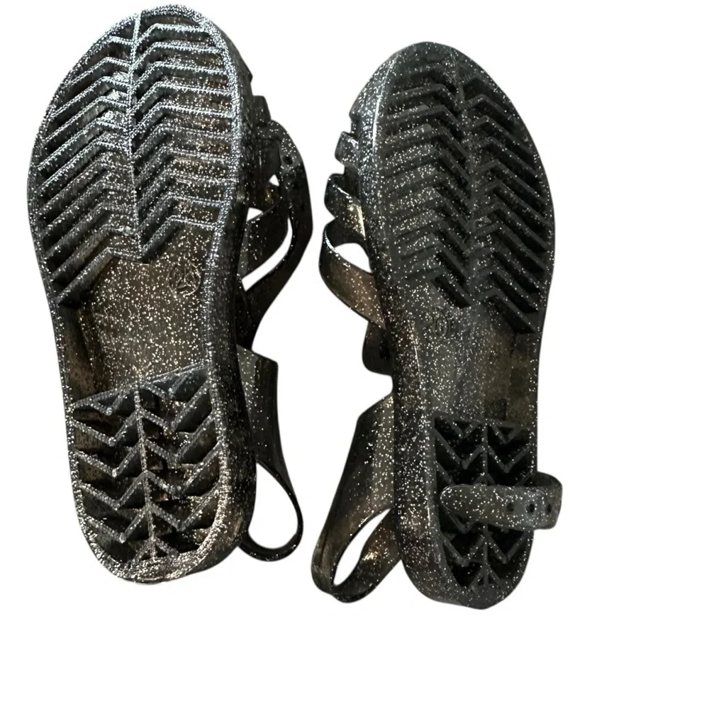 Kids Glitter Jelly Sandals - Black